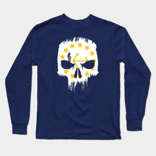 Vintage Grunge Rhode Island State Flag Skull Long Sleeve T-Shirt